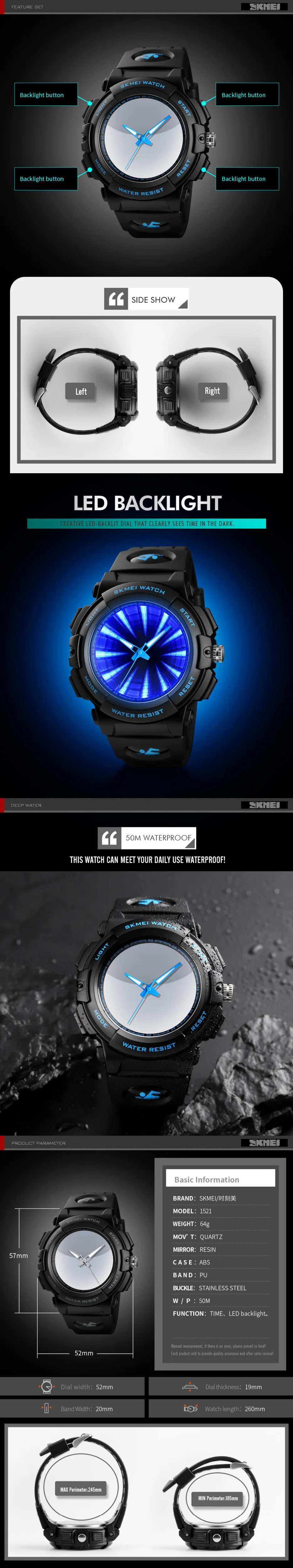 Skmei Брендовые мужские наручные часы, роскошные мужские спортивные часы со светодиодной подсветкой, модные мужские кварцевые часы, мужские часы