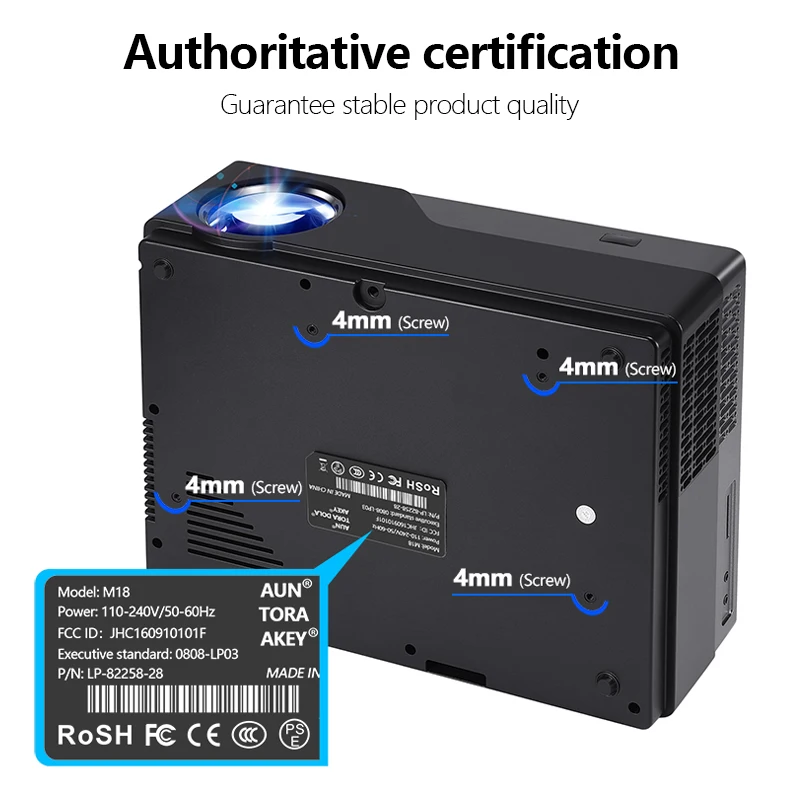 AUN Full HD proyector 1920x1080 resolución LED proyector apoyo AC3. Teatro en Casa ¡5500 lúmenes! (Opcional Android WIFI) M18 - 4