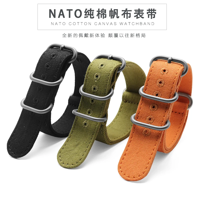 

Fabric NATO Heavy Duty Nylon Canvas watch Strap with Rings Buckle 20mm 22mm 24mm 26mm women watchband for fossil Men bracelets