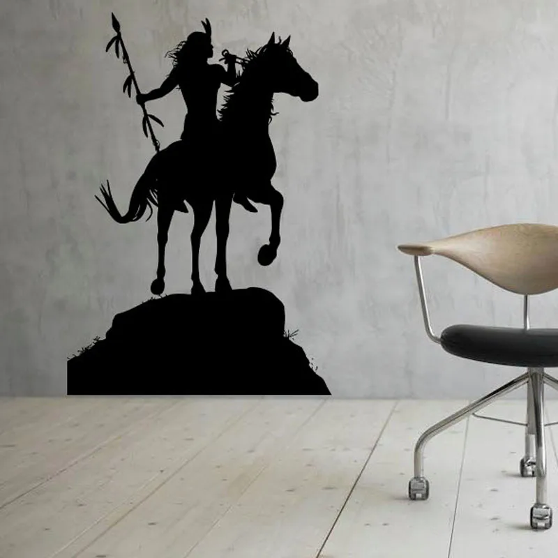 Native American Indian Wall Decals Vinyl Art Sticker Horse Rider Wall