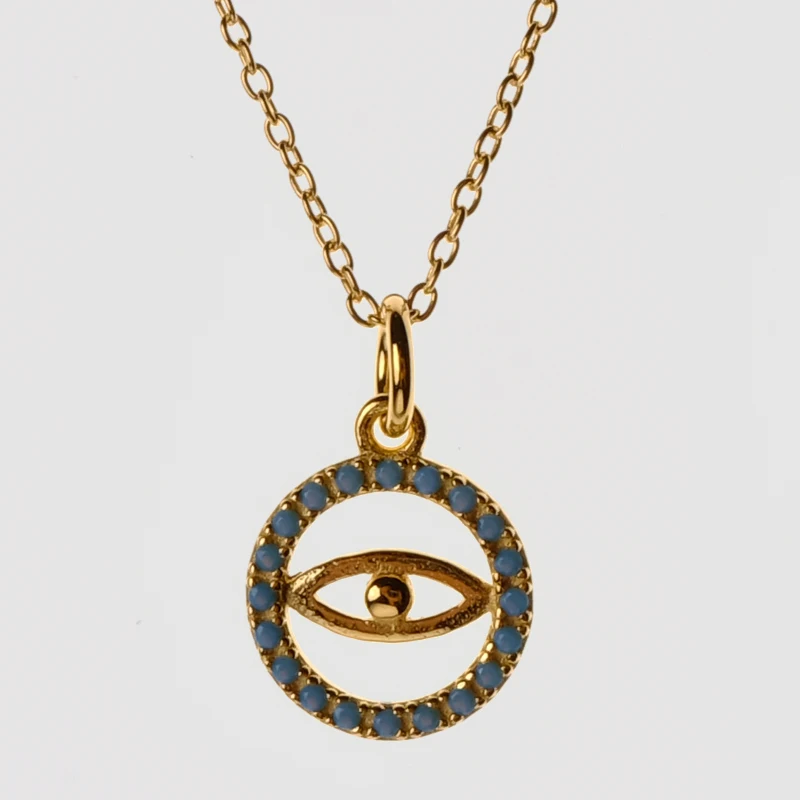 

Amorita boutique Silver925 gold color eyes collarbone chain necklace