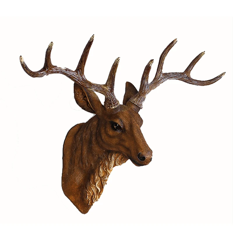 Vintage Resin Reindeer Ornament Figurines Miniatures Animal Statues For Home Hotel Wall Hanging Background Wedding Decoration11