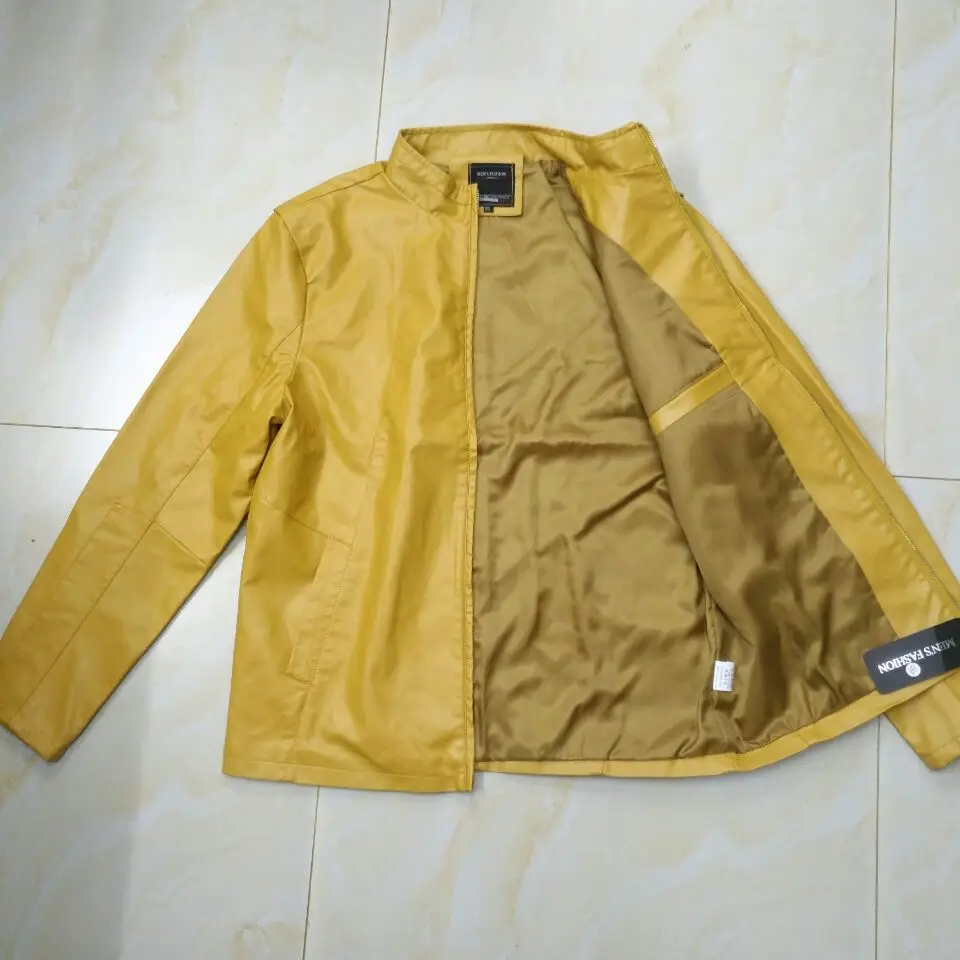 Мужская Высококачественная куртка из искусственной кожи, приталенное пальто, Мужская одежда, большие размеры, M-6XL, Прямая поставка, красный, желтый, белый, черный, 5 цветов