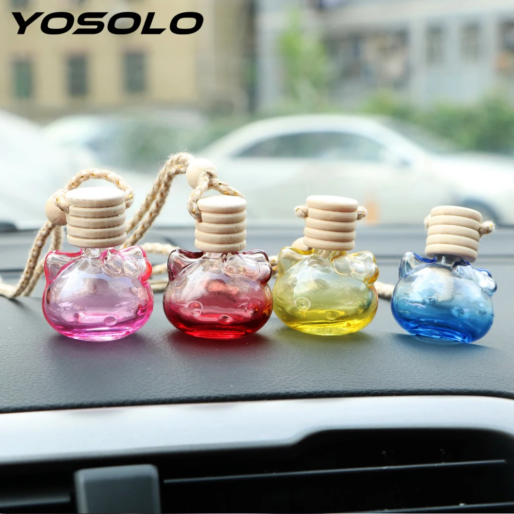 

YOSOLO Car Perfume Diffuser Bottle Pendant for Essential Oils Car Hanging Ornament Cat Shaped Empty Bottle Air freshener