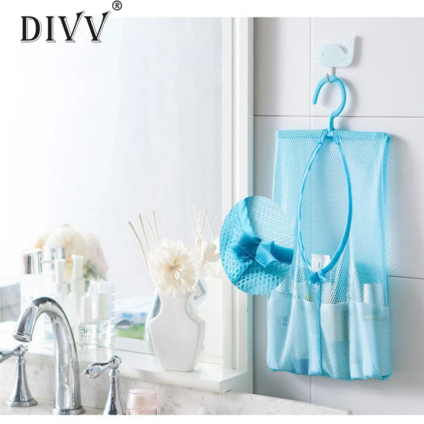 

2017 hot selling 1pc Kitchen Bathroom Clothesline Storage Dry Doll Pillow Shelf Mesh Bag Hook #0725 B