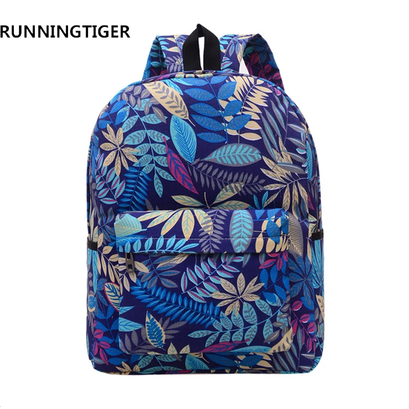 

RUNNINGTIGER Flower Printing Backpack Women Canvas School Bags For Teen Girls Casual Waterproof Backpack Female Laptop Rucksack