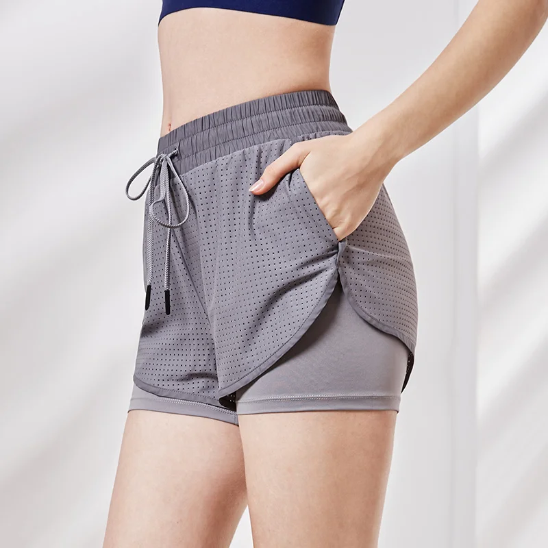 

Vansydical Quick Dry Spandax Yoga Shorts Women Running Shorts Gym Sport Shorts for Women Double Layer Leggings for Fitness