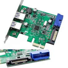 PCI Express USB 3,0 2 Порты концентратор адаптер 20-контактный разъем 15-pin SATA Мощность