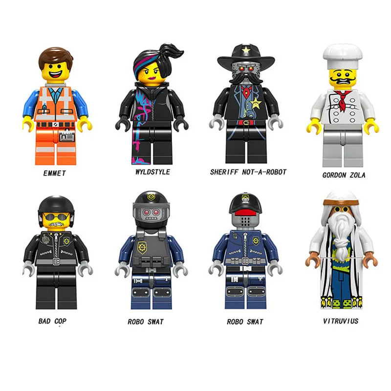 

8PCS/LOT NEW 2019 LegoINGS Movie 2 Figure Sequel Emmet LUCY Wyldstyle Batman Vitruvius Compatible Building Bricks Blocks Kid Toy