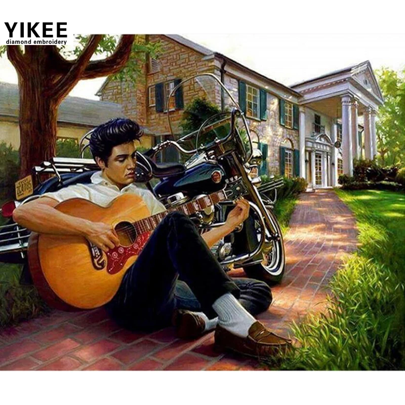 

diamond painting full square,diamond painting full,Diamond Painting Elvis Presley Guitar