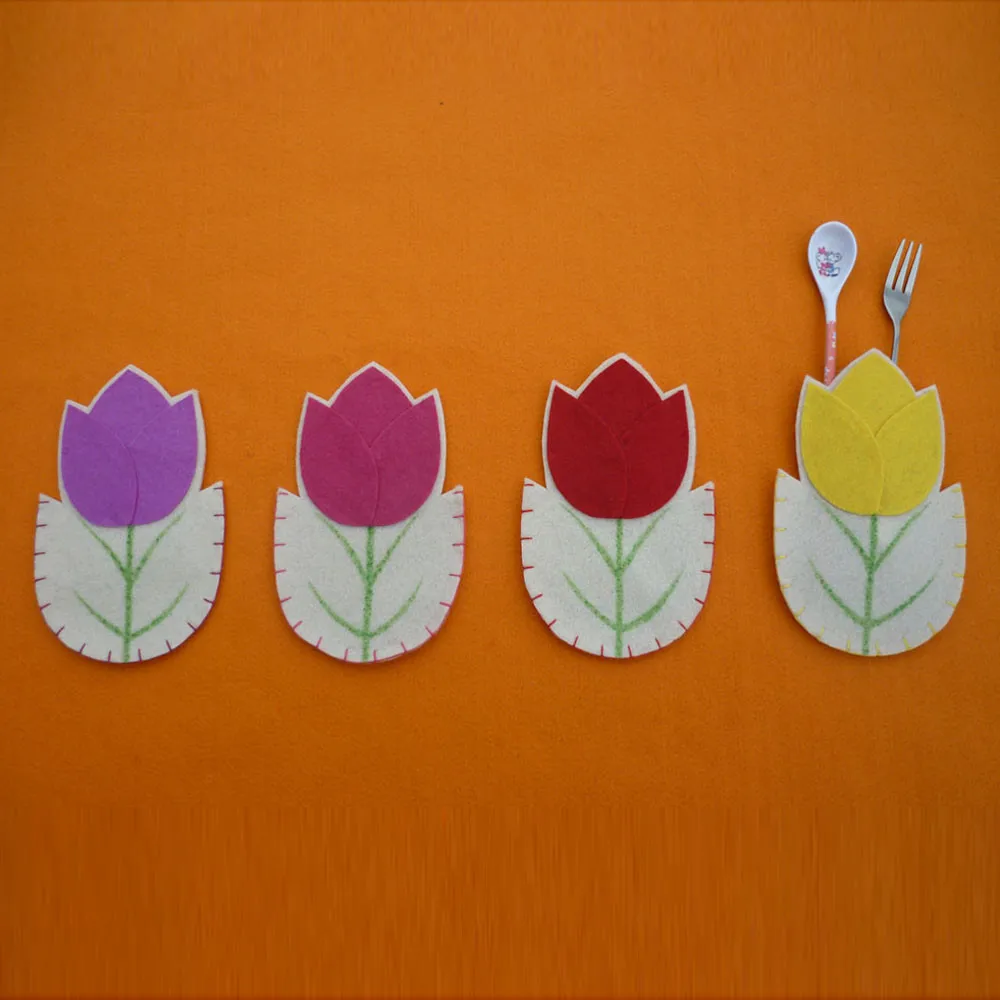 

4pc Easter Day Decoration tableware Case Silverware Holders Pockets Dinner Decor For easter decorations supplies#007