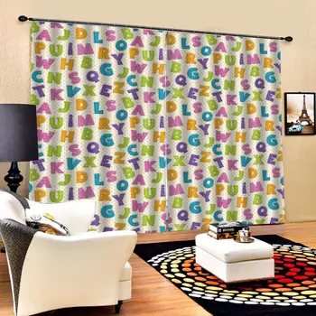 

English letter curtains Nature Art Print, Drapes Living room Bedroom Decor 2 Panels HooksWindow Curtains