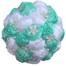 Искусственные атласные жемчужины свадебные букеты невесты свадебные букеты с хрустальный Королевский синий брюйдсбокет Buque de Noiva