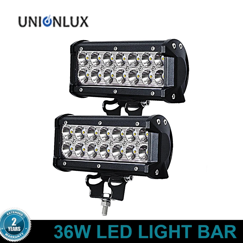 

2PCS 7 INCH 36W LED LIGHT BAR SPOT FLOOD BEAM OFF ROAD SUV ATV 4X4 WORK LIGHT LAMP FOR CAR TRACTOR BOAT 12V 24V