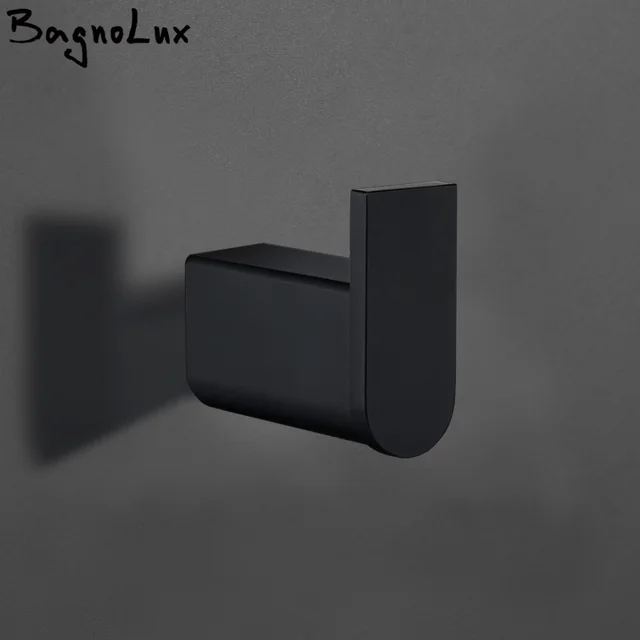 Fine Della Produzione di Fabbrica Ganci per accappatoio Nero In Acciaio Inox Singolo Gancio del Tovagliolo Robe Gancio Appendiabiti A Muro Accessorio per il Bagno 2