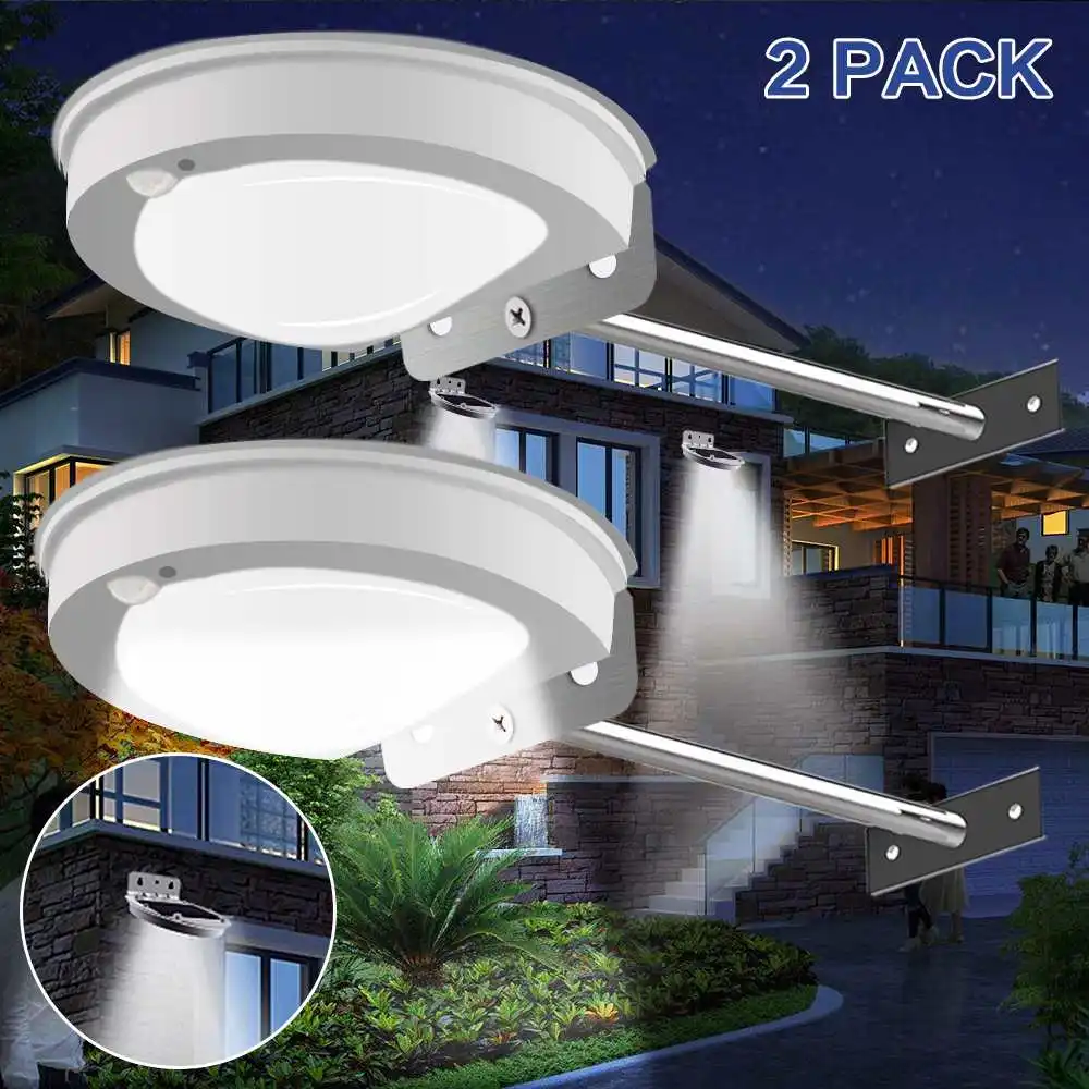 

2/4 Pcs PIR Motion Sensor 28 LED Solar Street Light Waterproof Energy Saving 2 Lighting modes Outdoor Path Home Garden Wall Lamp