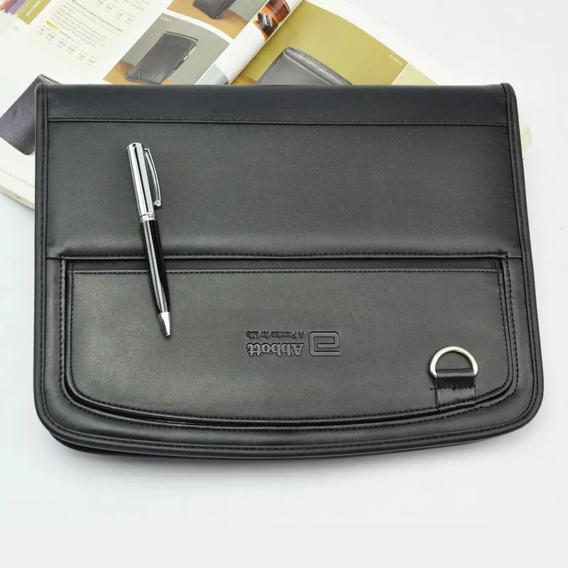 

business PU leather portfolio a4 documents file folder manager bag brief case mobile pocket padfolio with pen loop 768