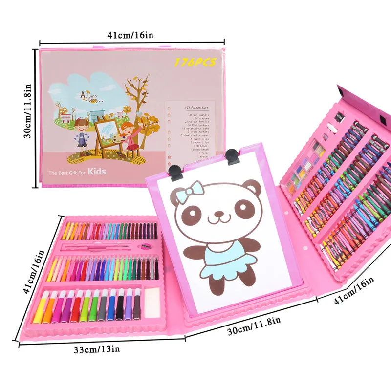 Online 176 stück Zeichnung Stifte Kreative Kinder Malerei Set Täglichen Unterhaltung Spielzeug Kunst Sets Mit Staffelei Wasser farbe Pinsel