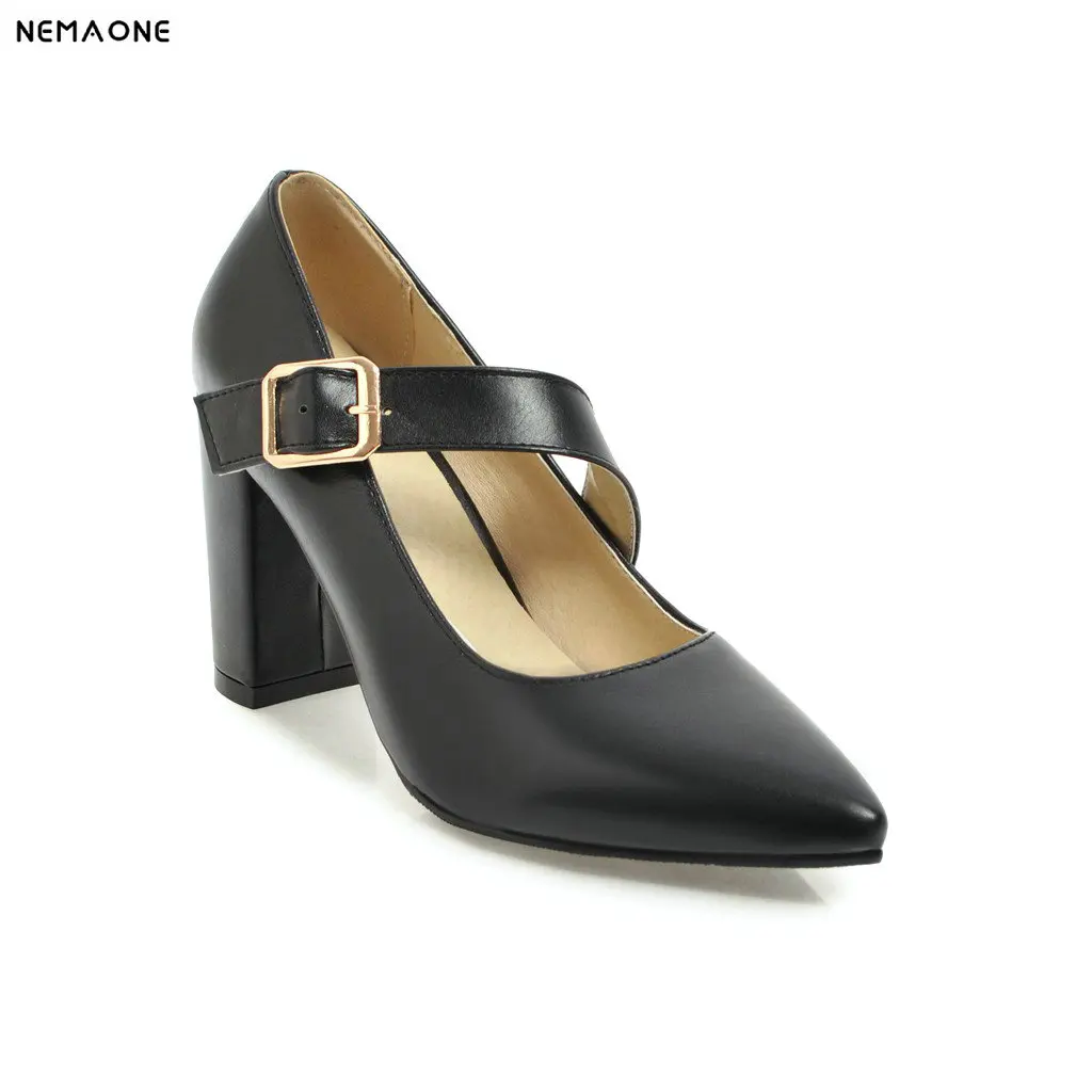 

NEMAONE Women Pumps High Heels mary janes Glitter thick High Heel Shoes Woman Sexy Wedding Shoes