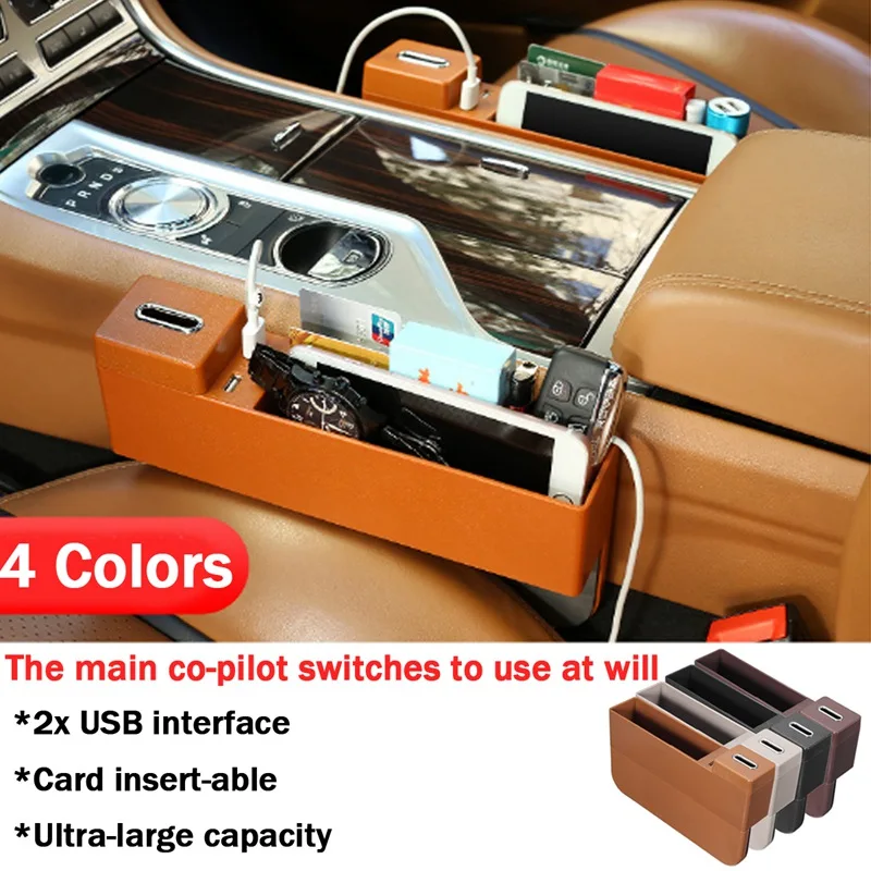 

Auzan Universal Dual USB Interface Car Seat Catcher Storage Left/Right Side Multifunction Stowing Tidying Organizer Coin Box