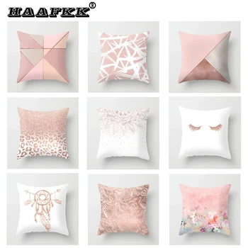 

Geometric Design of Pink Cushion Sleeve Velvet Pillowcase 45*45 Kussenhoes Pink Living Room Sofa Decoration Housse De Coussin