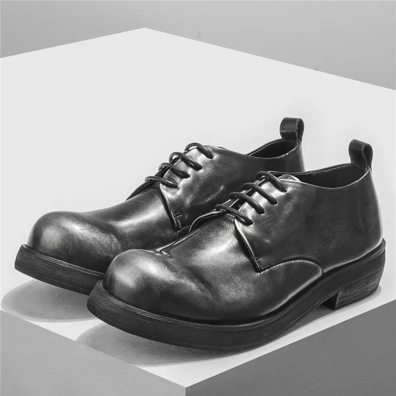 

2019 New wedge vintage genuine leather lace up ankle causal Oxford Shoes wedding business men cowhide Shoes