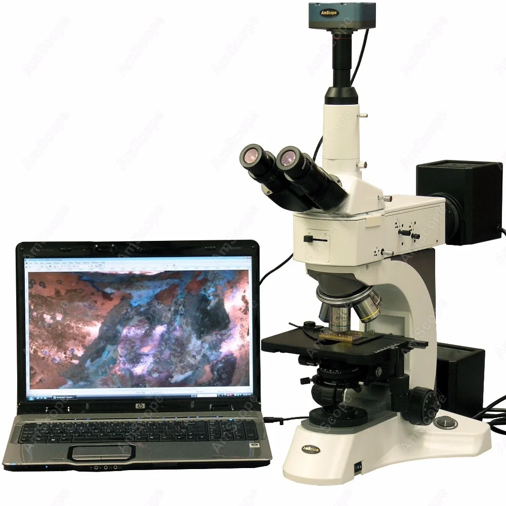Polarizing Metallurgical Microscope AmScope Supplies 50X 2000X