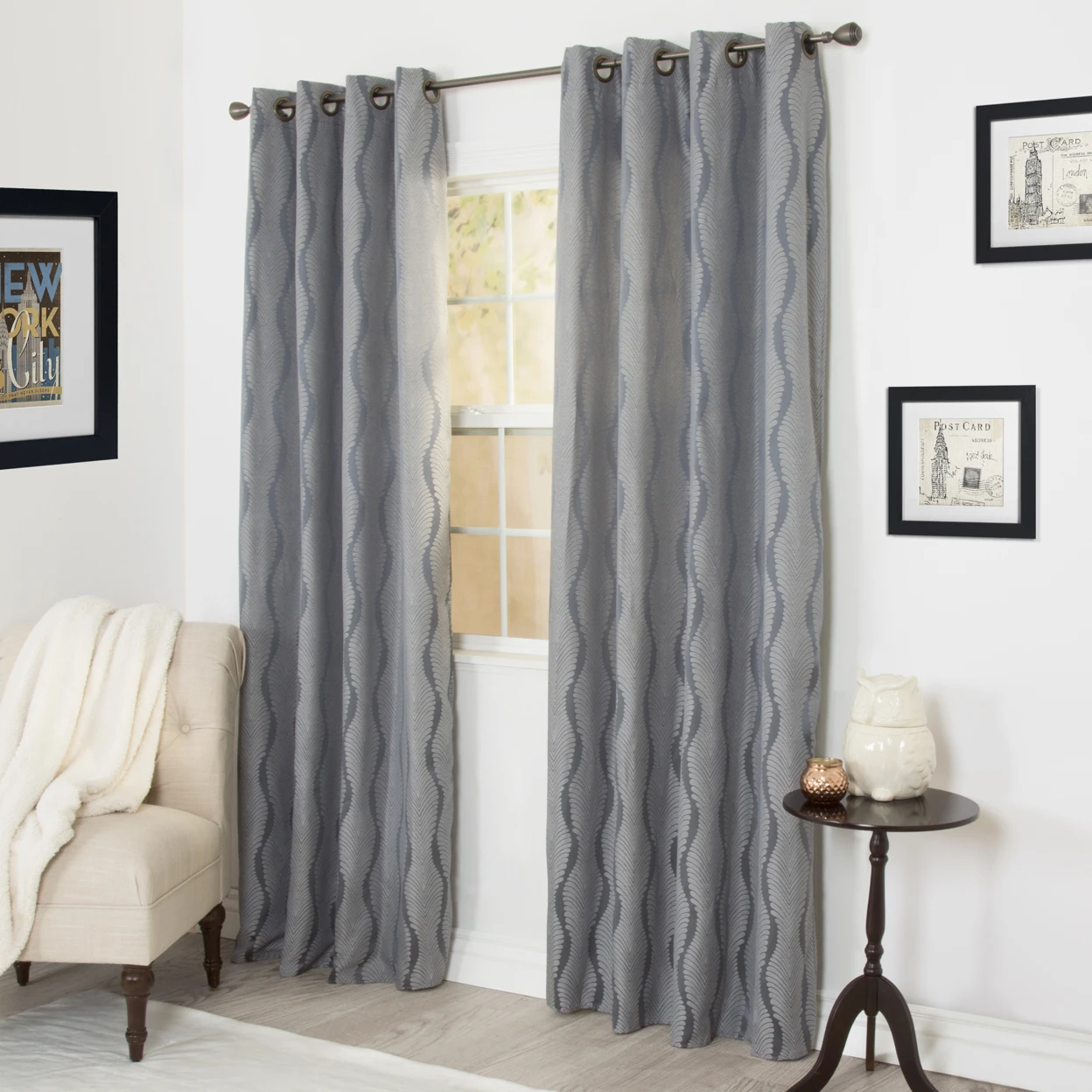 Lavish Home Angelina Jacquard Curtain Panel Set - 84 (1)