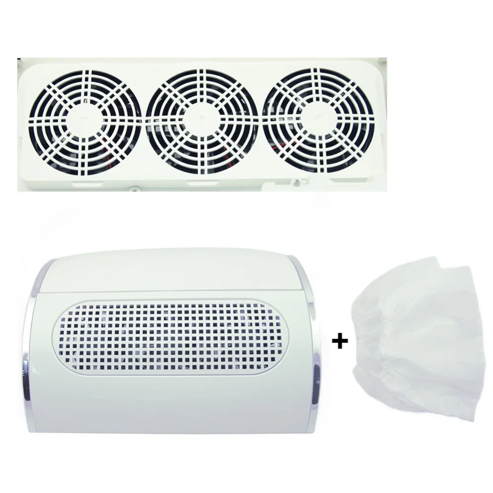 

Vacuum Cleaner For Nail Art Machine 40W Powerful Salon Nail Dust Collector With 3 Fans + 2 Bags For UV Gel Manicure Nail Tools