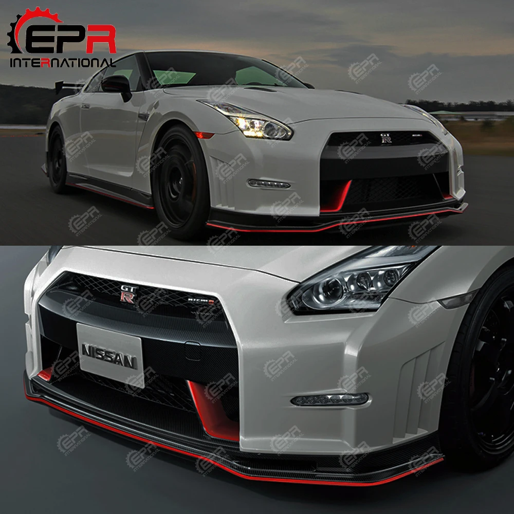 Для Nissan GTR 2012 на R35 Late Nismo ремесло стиль углеродное волокно передняя губа глянцевая отделка бампер сплиттер с поддоном Тюнинг Комплект