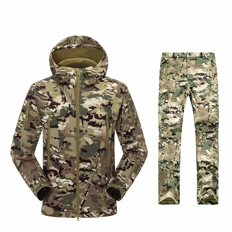 

Military Uniform Army Softshell Tactical Pants Jacket Camouflage Hunting TAD Windproof Clothes Men