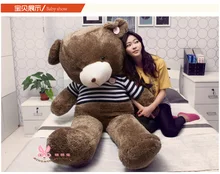 stuffed toy large 160cm brown teddy bear plush toy blue stripes cloth bear doll hugging pillow, Valentine’s Day,Xmas gift c635