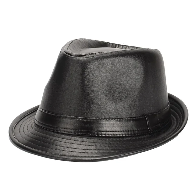 Autumn Winter Men Wool Felt Fedoras Hat for men leather flat top Jazz