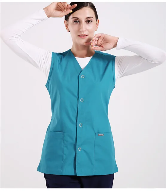 Ceil Women's Scrub Vests Jacket Performance Scrubs Snap Front Nursing
