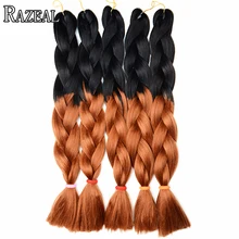 Razeal 1" 24" Ombre Jumbo косы синтетических плетение волос крючком Высокая температура волокна