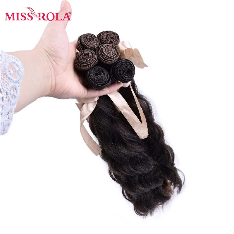 Miss Rola Wavy Kanekalon Synthetic Hair Weaving Full Head Sew In Hair Weave Fiber Medium Long Extensions 6pcs/set