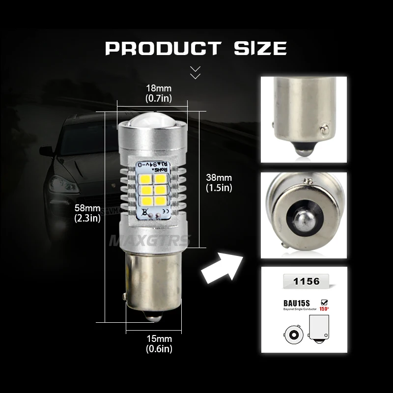 2x1156 BAU15S желтый белый сигнал поворота 21SMD 2835 Светодиодная парковочная лампа