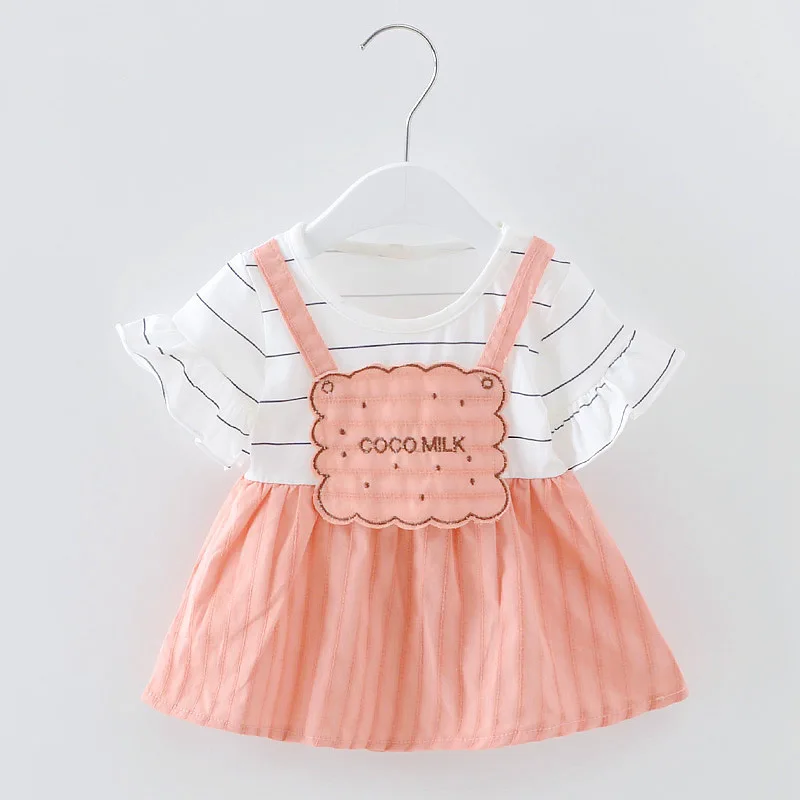 

Baby Girl Striped Dress 2019 New Brand Princess Toddler Girls Dresses Summer Ttrumpets Sleeve Baby Kids Cotton Clothing For 1-3Y