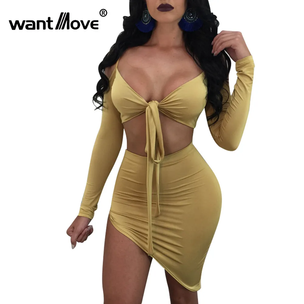 Wantmove جديد أزياء المرأة غير النظامية تنورة مجموعات مثير طويل كم v veck السباغيتي حزام أعلى عالية الخصر bodycon مجموعة نادي الغولف للشابات WM408 Wantmove جديد أزياء المرأة غير النظامية تنورة مجموعات مثير طويل كم v veck السباغيتي حزام أعلى عالية الخصر bodycon مجموعة نادي الغولف للشابات WM408