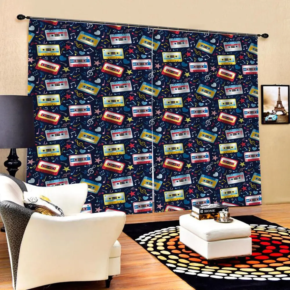 Customized size Luxury Blackout 3D Window Curtains For Living Room music curtains for bedroom curtain | Дом и сад