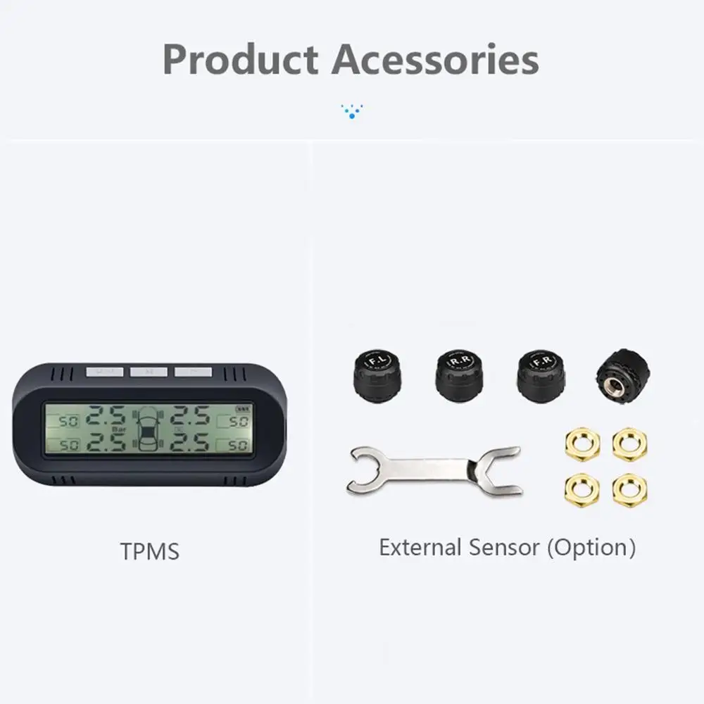 

168 Compact Wireless TPMS Car Tire Pressure USB Charging Monitoring System