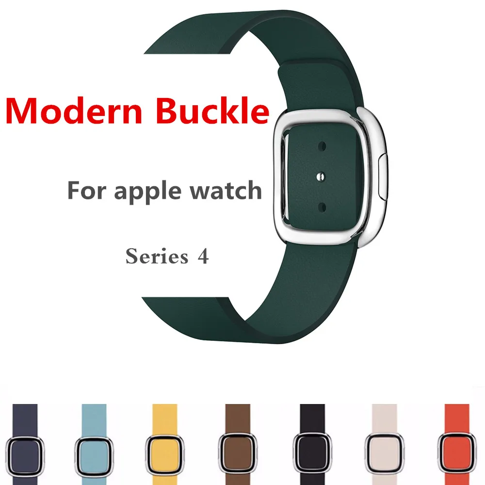 

EIMO Leather Modern buckle strap For Apple Watch band 44mm/42mm correa iwatch series 4/3/2/1 40mm/38mm wrist bracelet belt
