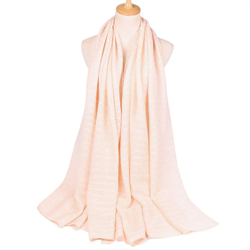1 шт. Модный хлопковый хиджаб-шарф из морщин, простые плиссированные мусульманские платки, блестящие шарфы платки, обертывания, шарфы турбин 200*90 см