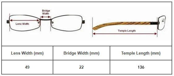 Reading Glasses Size Chart