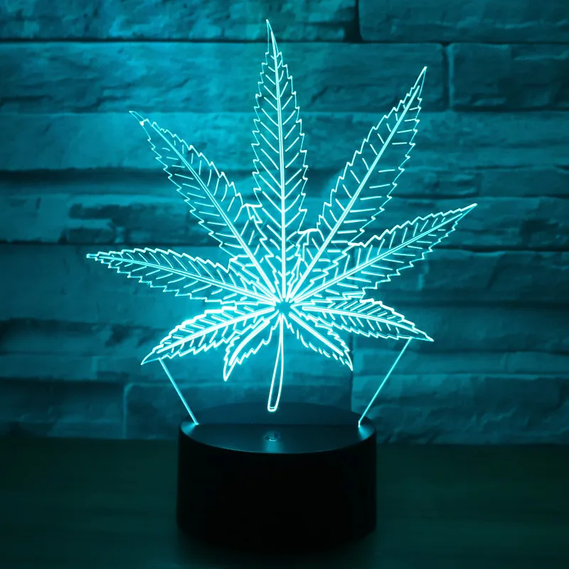 3D светодиодный ночной Светильник девять лепестков листья фигурку 7 цветов сенсорный оптический Иллюзия настольная лампа для дома украшения модель