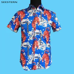 Зеештерн брендовая одежда 3D печать Бенгальский Тигр мужские рубашки мод с коротким рукавом в стиле хип-хоп топы Азиатский размер M-XXL