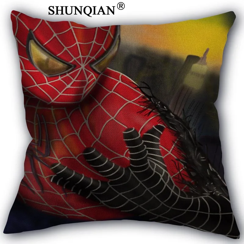 

New Spiderman Art Cotton Linen Pillowcase Wedding Decorative Pillow Case For Home Pillow Cover 45X45cm One Sides