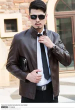 men jacket spring jacket men Spring new authentic fashion business men’s leather sheep skin leather coat free shipping