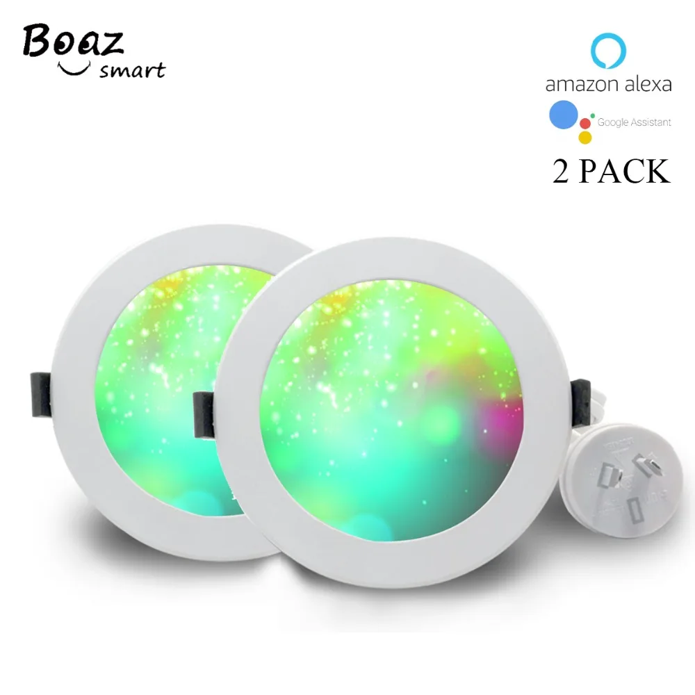 

AU Type 7W WiFi Smart LED Downlight, 3.5 inch RGBW Multicolored light APP Control Voice Control by Alexa Ech Google home 2 packs