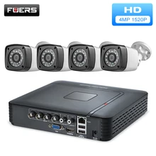 FUERS 4 шт 4MP 1520P CCTV 4CH 5в1 AHD DVR система наблюдения Водонепроницаемая уличная камера система безопасности видео CCTV P2P HDMI Комплект